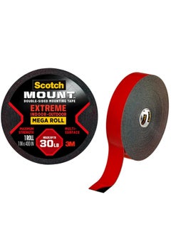 Scotch  Scotch Mount Extreme Tape Mega Roll 1 in x 400 in. (25.4mm x 10.16m), 1 roll/pack | 1.5 m Holds up 13.6 kg | Black color | Higher Adhesion | Multi-Surface | No Tools | Double Sided Adhesive Tape  - Image 1