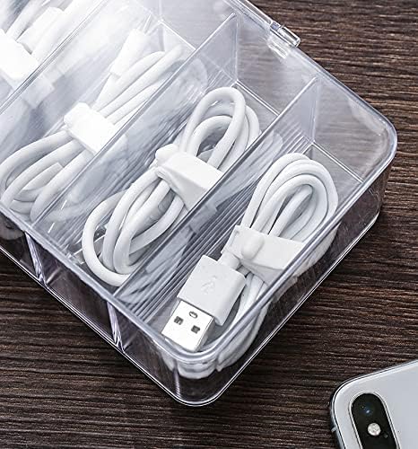 GadgetBite Data Cable Organizer Box for Wire Management,Transparent Box with 8 Compartment and 10 Cable Ties, Storage Organiser for Office & Home,Cable Management Solution - Image 4