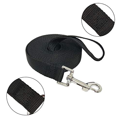 MANDAO Nylon Training Dog Leash for Small Medium Large Dogs, 15ft 20ft 30ft 50ft Long Leash Dog/Puppy Lead for Obedience Recall Training, Camping (15ft, Black) - Image 2