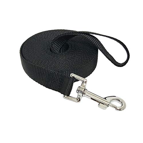 MANDAO Nylon Training Dog Leash for Small Medium Large Dogs, 15ft 20ft 30ft 50ft Long Leash Dog/Puppy Lead for Obedience Recall Training, Camping (15ft, Black) - Image 1