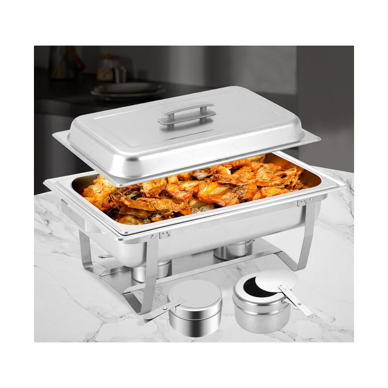 ٨ قطع من حوامل وقود التسخين، حوامل وقود من الفولاذ المقاوم للصدأ مع غطاء أمان، حامل وقود معلب لتسخين أطباق التسخين، صندوق وقود معلب لتسخين أطباق التسخين في حفلات الشواء والبوفيه - Image 4