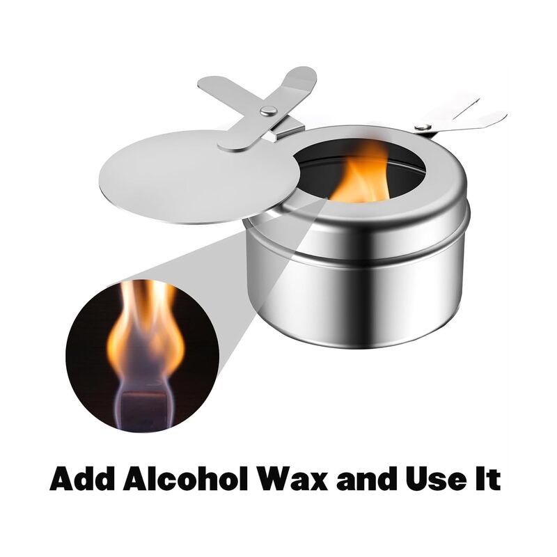 ٨ قطع من حوامل وقود التسخين، حوامل وقود من الفولاذ المقاوم للصدأ مع غطاء أمان، حامل وقود معلب لتسخين أطباق التسخين، صندوق وقود معلب لتسخين أطباق التسخين في حفلات الشواء والبوفيه - Image 3