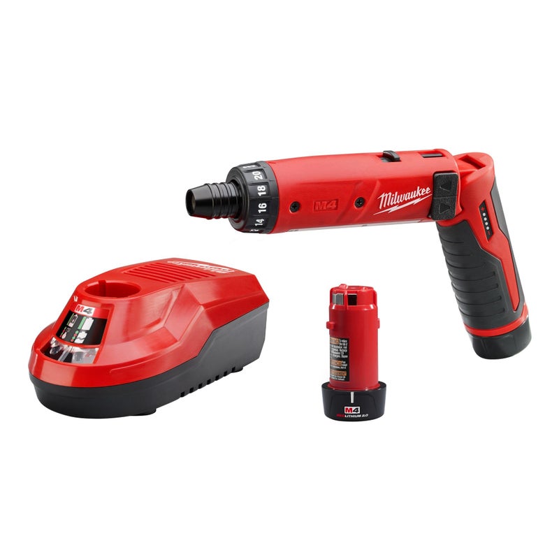 Milwaukee 2101-22 M4 1/4 Hex Screwdriver Kit W/2 Bat - Image 1