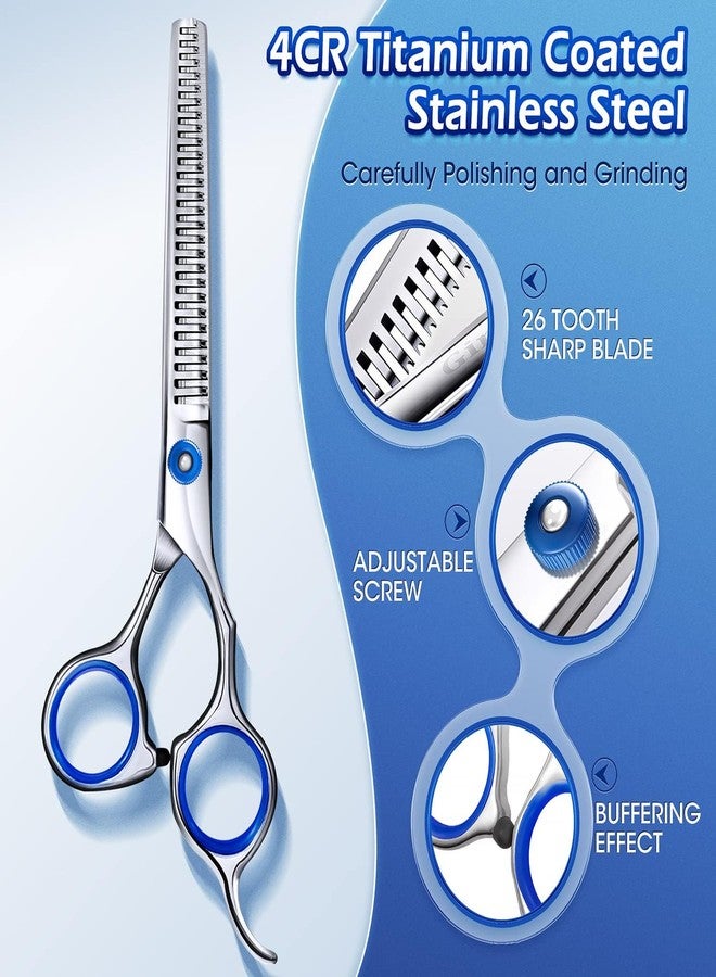 Gimars Professional 5 in 1 Grooming Scissors for Dogs 4CR with Safety Round Tip, Heavy Duty Titanium Coated Straight & Thinning & Curved Shears - Image 3