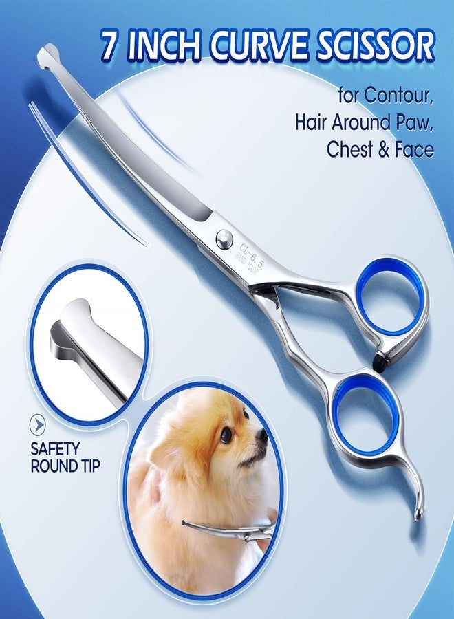Gimars Professional 5 in 1 Grooming Scissors for Dogs 4CR with Safety Round Tip, Heavy Duty Titanium Coated Straight & Thinning & Curved Shears - Image 5