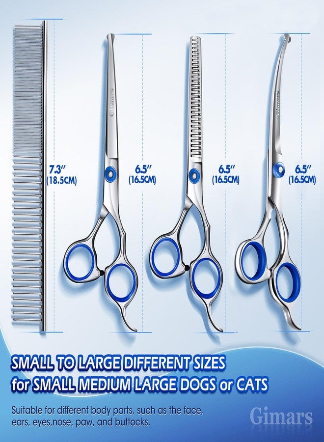 Gimars Professional 5 in 1 Grooming Scissors for Dogs 4CR with Safety Round Tip, Heavy Duty Titanium Coated Straight & Thinning & Curved Shears - Image 2