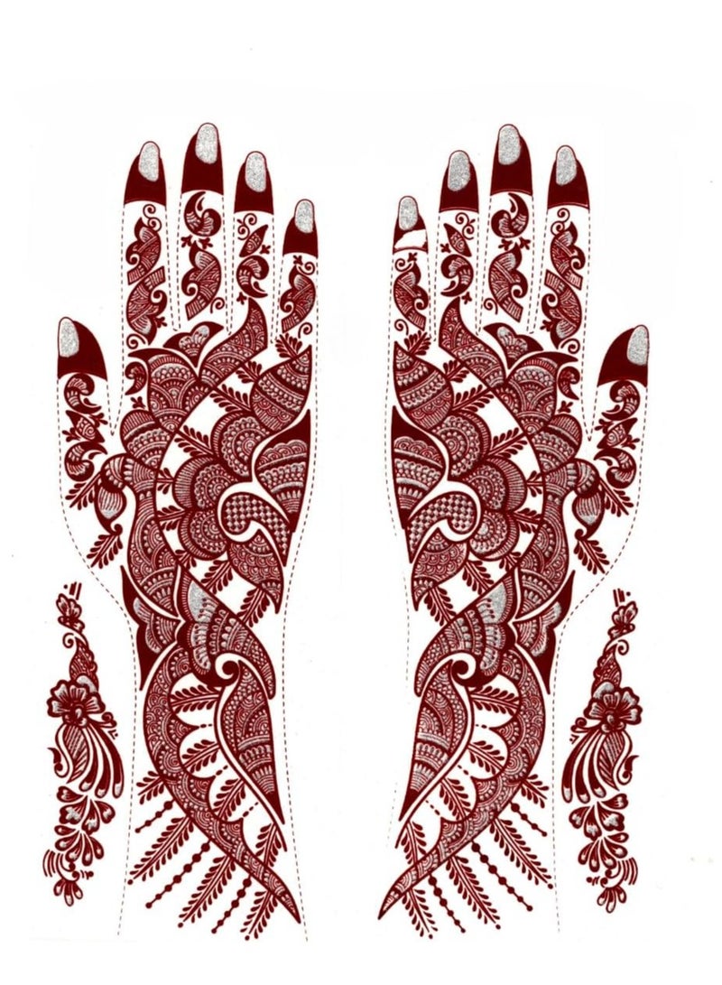 مملكة الإكسسوارات ملصق وشم حناء لليدين من أكسسورايز كينغدوم | وشم حناء مؤقت مقاوم للماء | فن الجسد للنساء والفتيات (AKM41) - Image 1