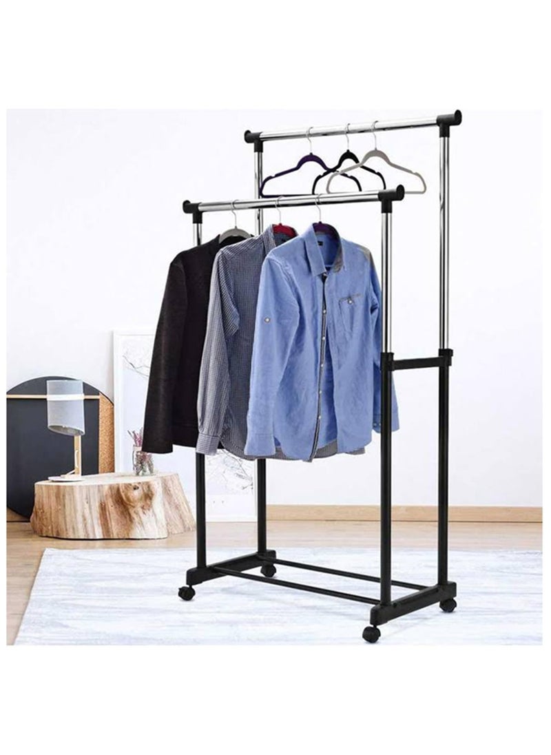 Premium Double Extendable Garment Rack Drying Rack - Sturdy, Adjustable, Versatile, Space-Saving, Heavy-Duty, and Stylish Laundry Organizer