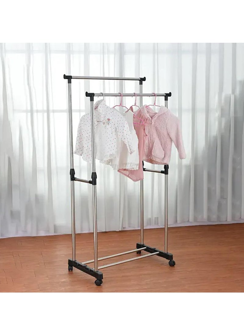 Premium Double Extendable Garment Rack Drying Rack - Sturdy, Adjustable, Versatile, Space-Saving, Heavy-Duty, and Stylish Laundry Organizer