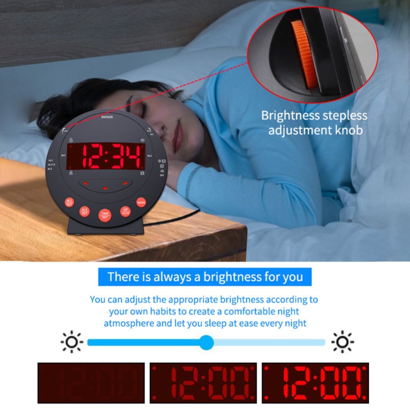 Loud Alarm Clock with Bed Shaker Vibrating Alarm Clock with Flash Light Brightness Adjustable Snooze Dual Alarm Setting USB Charger Port LED Digital Display for Heavy Sleepers Adults Kids Teenager - Image 2