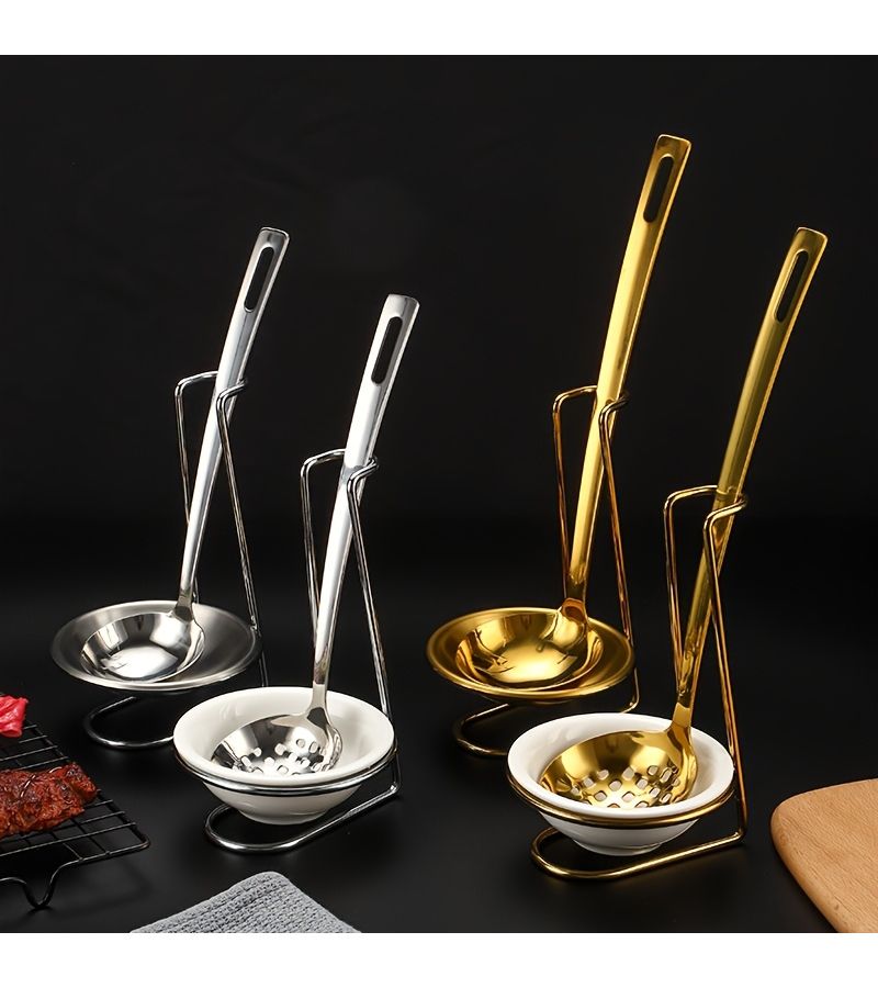 Stainless Steel Kitchen Organizer Set Vertical Spoon Bowl Rack With Mesh Drainage - Image 1