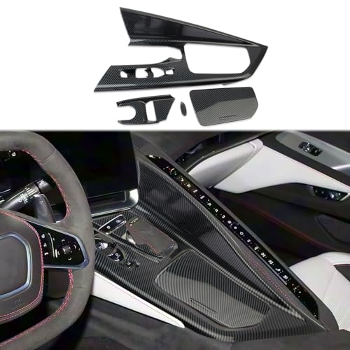 crosselec Carbon Fiber Style Center Console Gear Shift Panel Cup Holder Cover Trim Accessoires Kit for Chevrolet Corvette C8 20202025 - Image 1