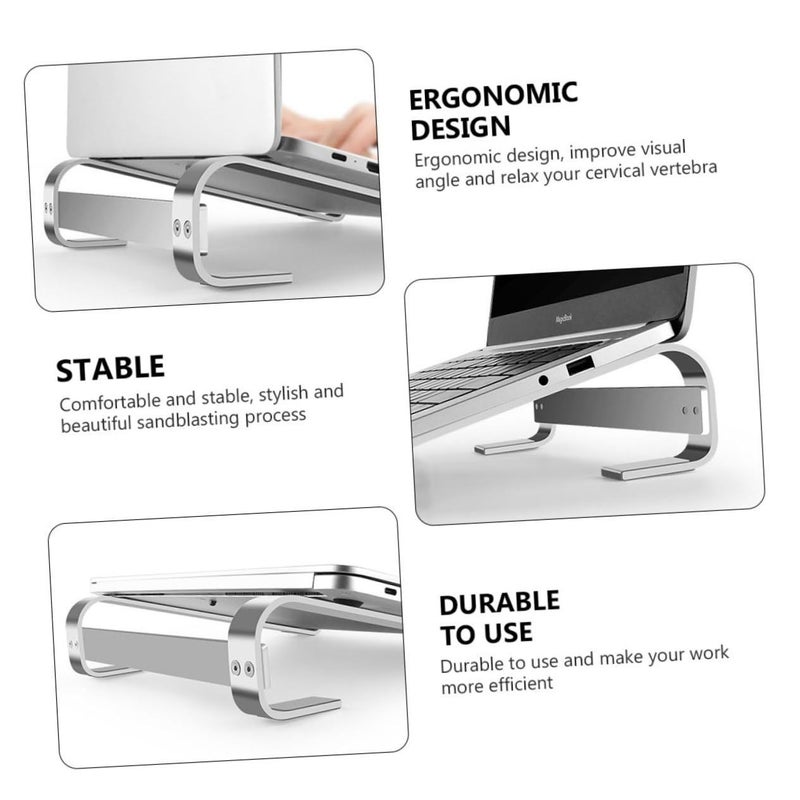1pc Ergonomic Laptop Stand Desktop Holder Notebook Cooling Portable Silver Shelf Lightweight Design - Image 4