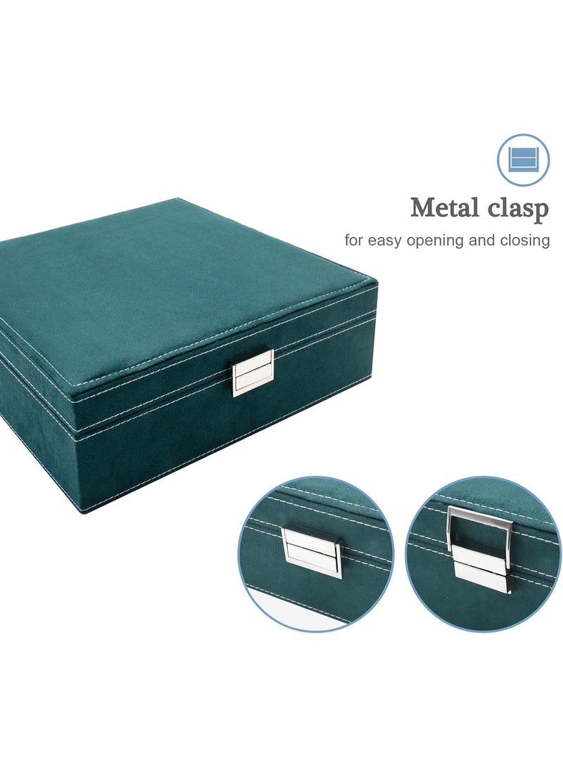 Procase Jewellery Box Organiser, Jewellery Box with 2 Tiers, Gift Jewellery Box Jewellery Storage Jewellery Box with Removable Divider for Earrings, Bracelets, Rings, Necklaces - Green - Image 3