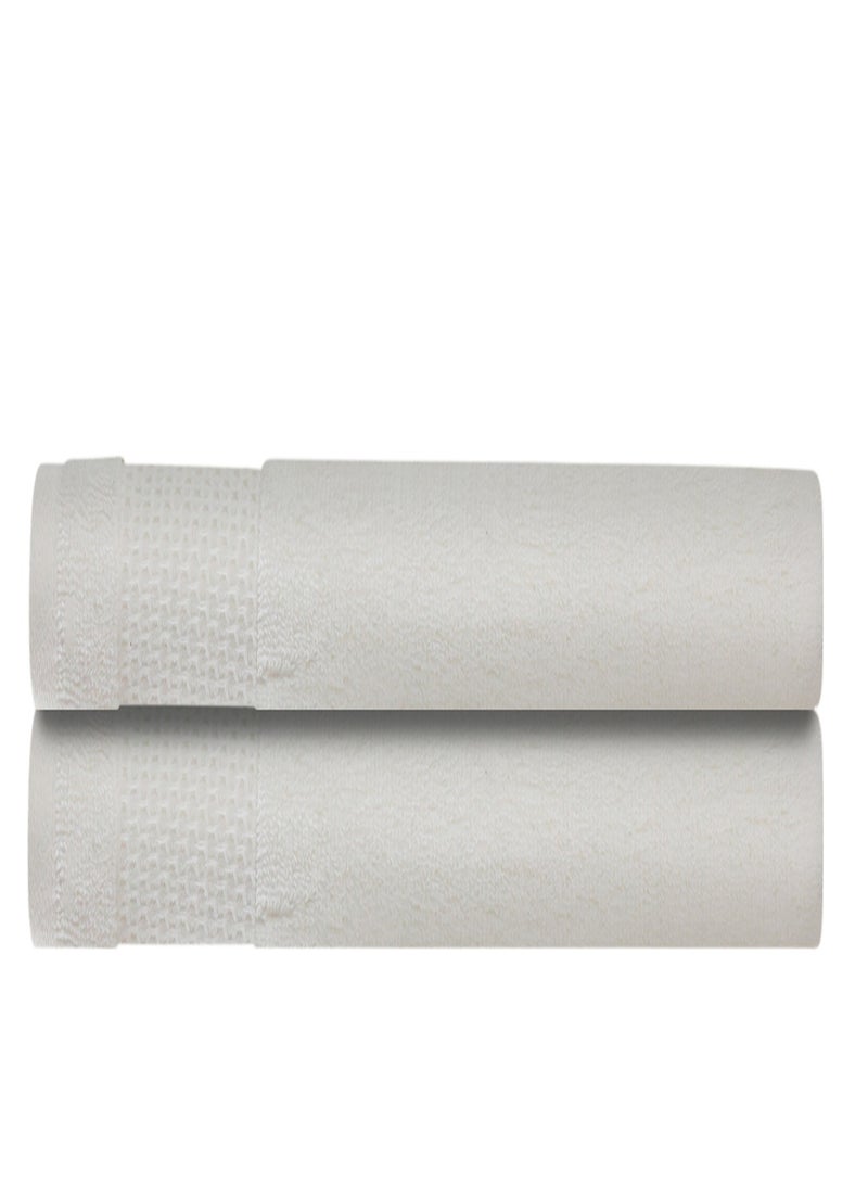 REZLAN UAE REZLAN 2-Piece Luxury Bath Towel Set - 100% Premium Cotton (70x144 cm / 27x57 inches) - WHITE  - Image 1