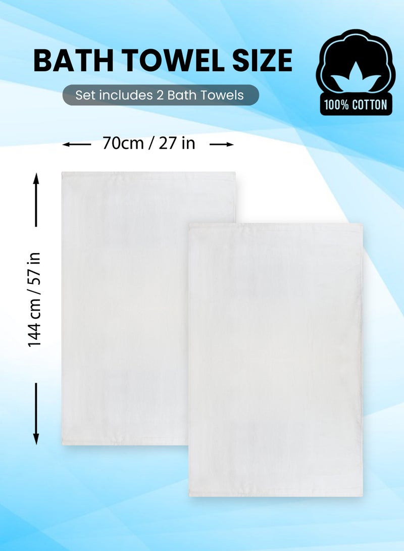 REZLAN UAE REZLAN 2-Piece Luxury Bath Towel Set - 100% Premium Cotton (70x144 cm / 27x57 inches) - WHITE  - Image 4