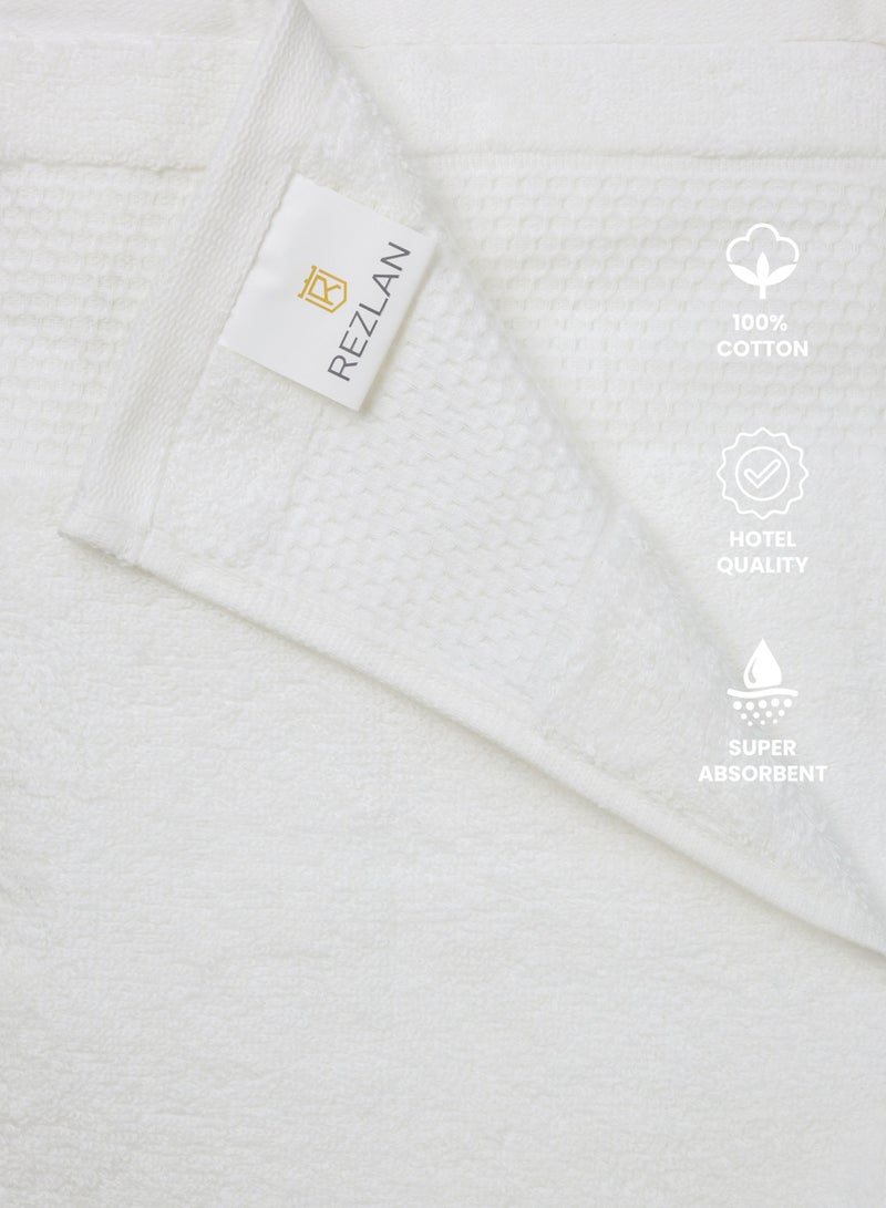 REZLAN UAE REZLAN 2-Piece Luxury Bath Towel Set - 100% Premium Cotton (70x144 cm / 27x57 inches) - WHITE  - Image 5