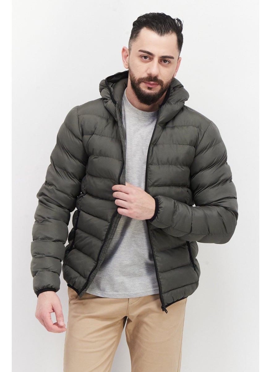 French Connection Men Solid Long Sleeve Puffer Jacket, Olive  - Image 1