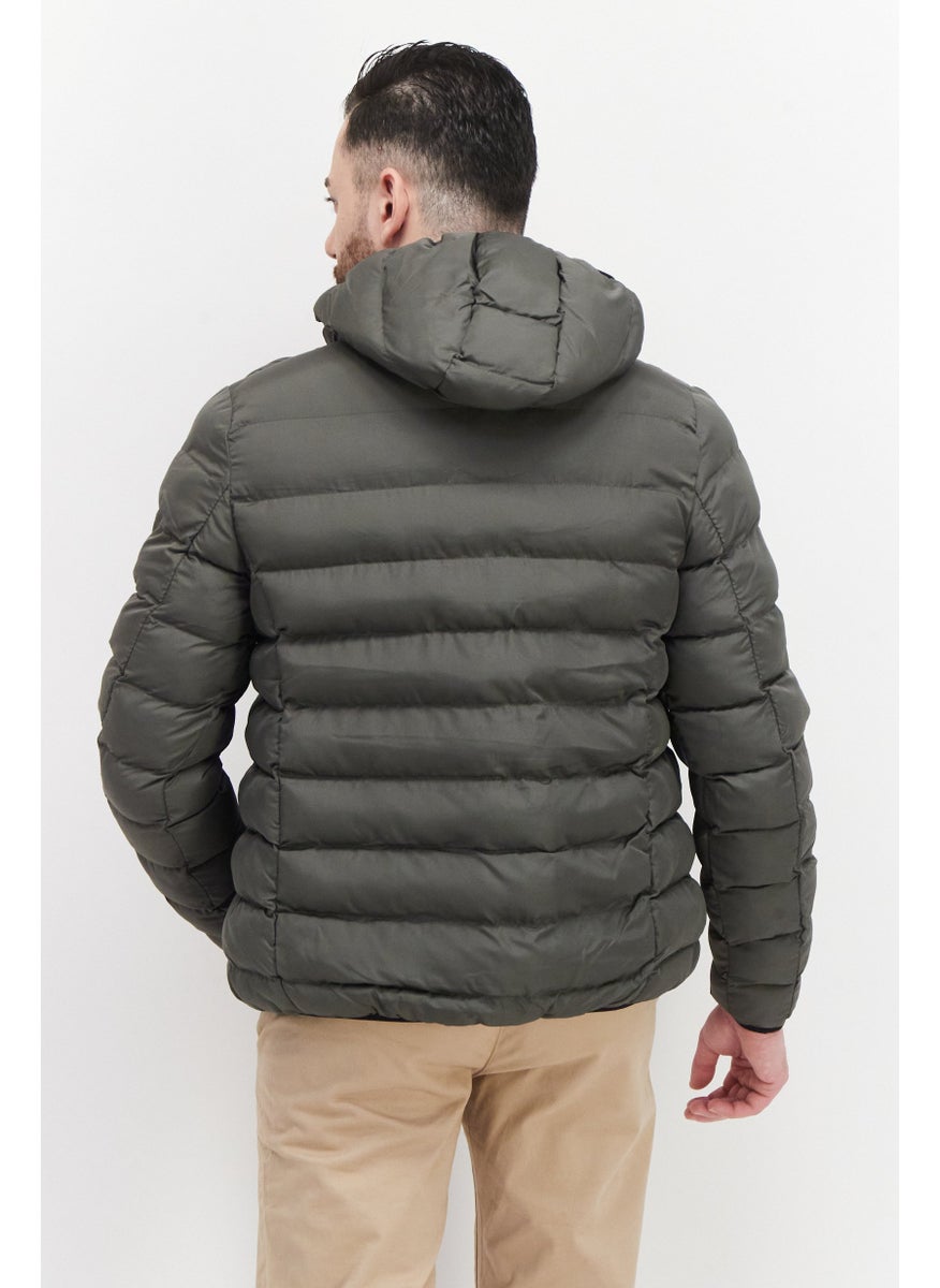 French Connection Men Solid Long Sleeve Puffer Jacket, Olive  - Image 3