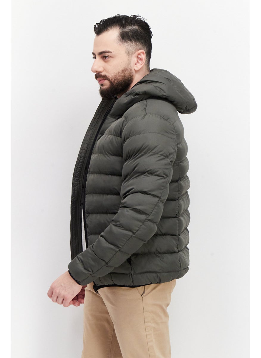 French Connection Men Solid Long Sleeve Puffer Jacket, Olive  - Image 2
