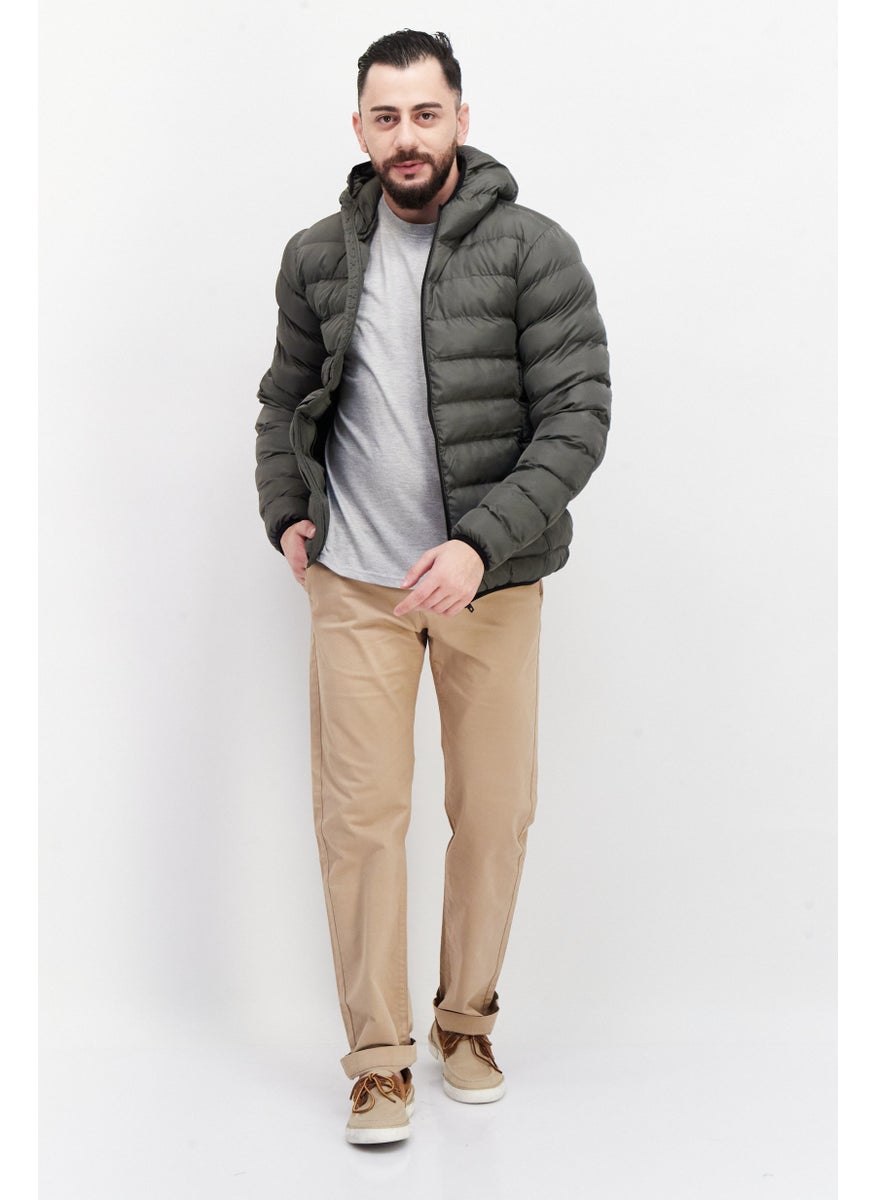 French Connection Men Solid Long Sleeve Puffer Jacket, Olive  - Image 4