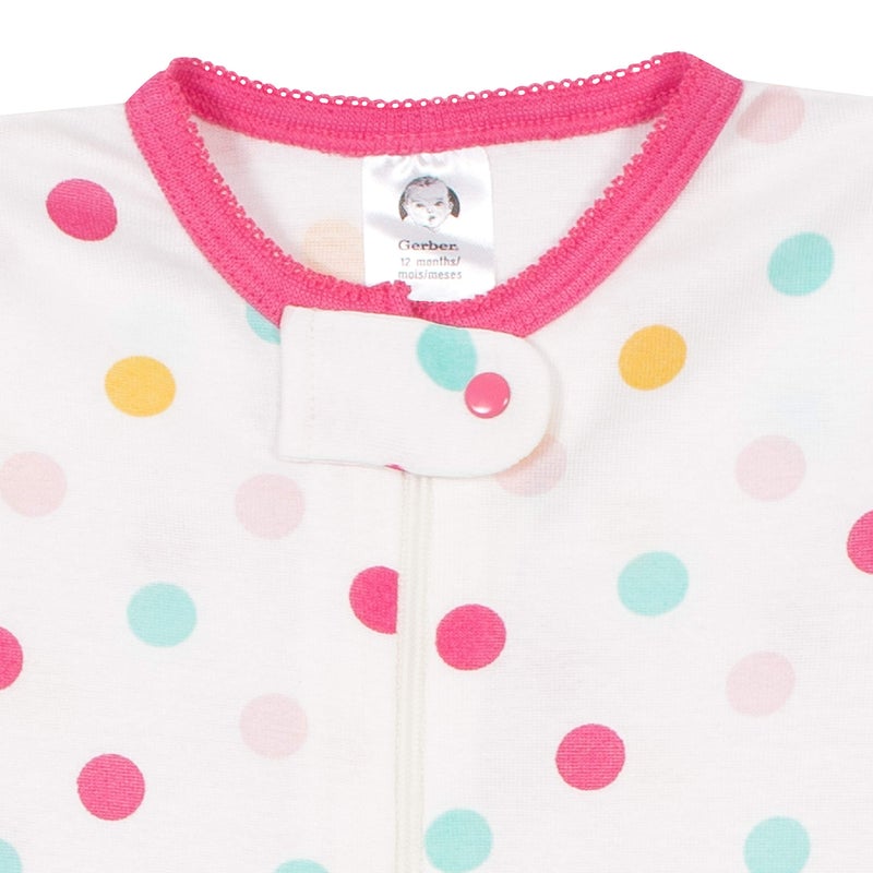 Gerber Baby Girls 4-Pack Footed Pajamas, Unicorns Cats Pink, 12 Months - Image 4