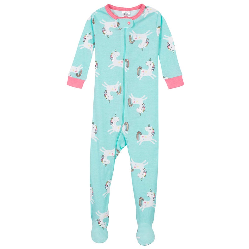 Gerber Baby Girls 4-Pack Footed Pajamas, Unicorns Cats Pink, 12 Months - Image 3