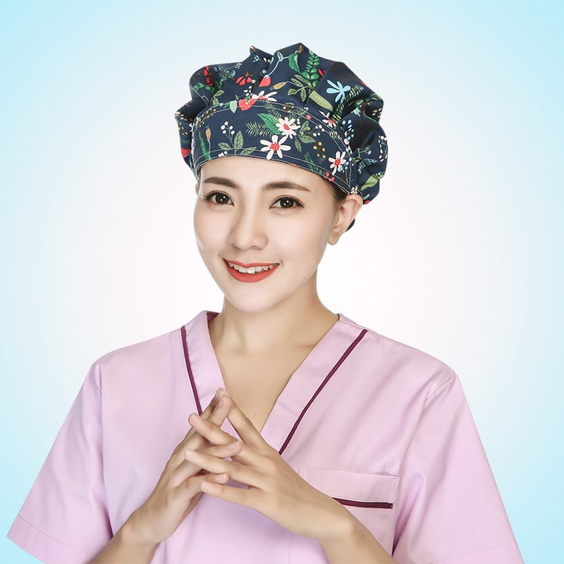 1PC Delicate Printing Sweat Absorbing Cotton Working Hat Protector for Kitchen Cleaning Operating Room (Orchid) - Image 5