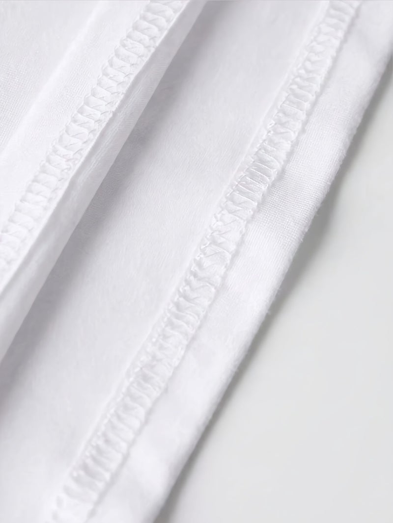 Solid Color Short Printed Short - Sleeved T - Shirt - White / XS - Image 4