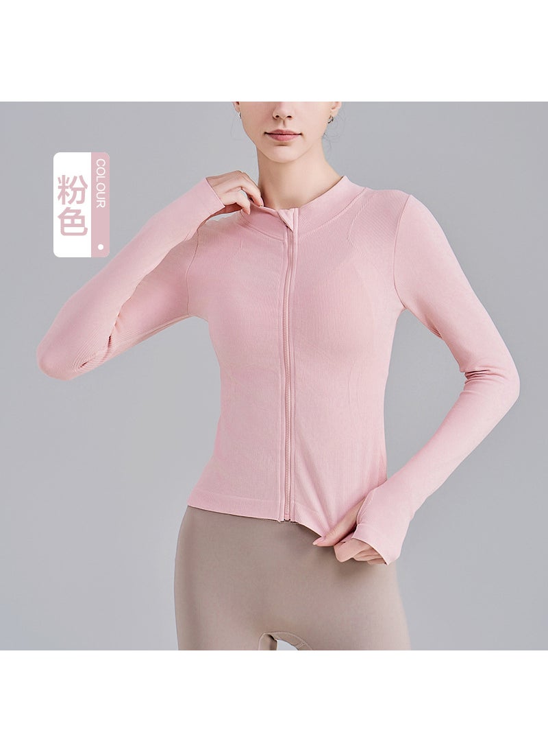 Generic - Handsome zipper stand collar sports top stretch windproof yoga clothes womens running fitness jacket slim slimming jacket Light purple - Image 1