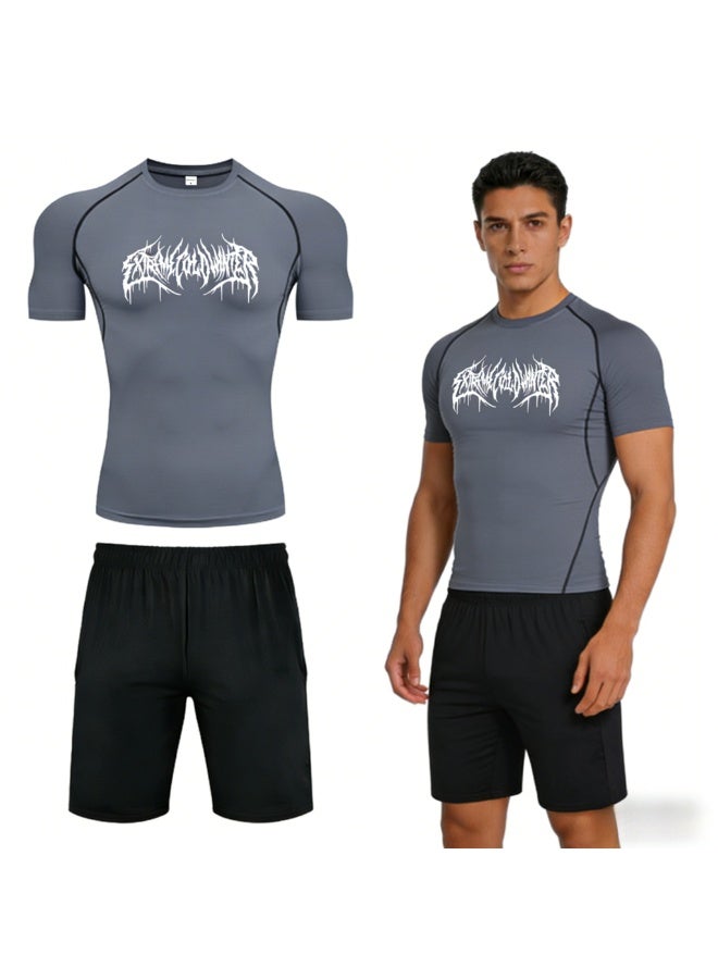 Men's sports T-shirt and quick-drying running set - Image 1