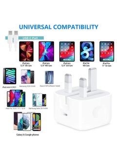 ELTRAZONE 20W USB Fast Charger For iPad Pro 12.9 USB C to USB C Cable Fast Wall Charger And Plug Power Adapter For iPad Pro 11 inch 2021 2020 2018 iPad Mini 6th Pixel 6 5 3XL Galaxy 1m  - Image 2