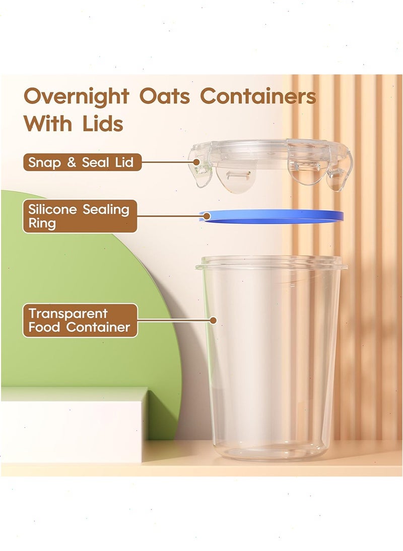 يواوليتي 4 عبوات من حاويات الشوفان الليلية مع أغطية ، حاوية دقيق الشوفان ، برطمانات شوفان مانعة للتسرب سعة 16 أونصة ، خالية من البيسفينول أ ، قابلة لإعادة الاستخدام ، حاوية تخزين طعام بلاستيكية محمولة لدقيق الشوفان والزبادي والحساء والحبوب والحليب والمزيد - Image 2