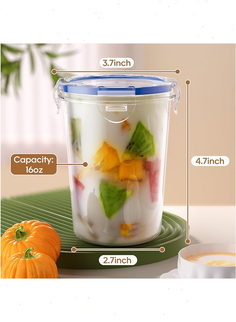 يواوليتي 4 عبوات من حاويات الشوفان الليلية مع أغطية ، حاوية دقيق الشوفان ، برطمانات شوفان مانعة للتسرب سعة 16 أونصة ، خالية من البيسفينول أ ، قابلة لإعادة الاستخدام ، حاوية تخزين طعام بلاستيكية محمولة لدقيق الشوفان والزبادي والحساء والحبوب والحليب والمزيد - Image 4