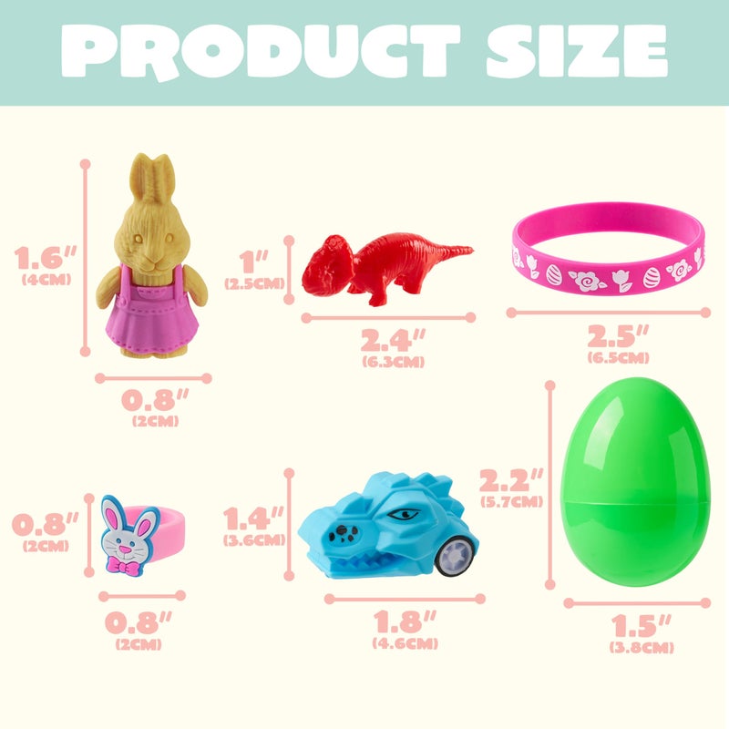 JOYIN 100 Pcs Prefilled Easter Eggs With Assorted Toys Plus Stickers Inside, Stuffed Eggs with Diverse toys for Easter Egg Hunt, Kids Basket Stuffers Fillers, Party Favors, Classroom Prize Supplies - Image 4