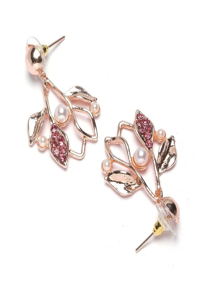 KENNICE Rose Gold-Plated Cubic Zirconia & White Pearls Studded Necklace With Earrings Jewellery Set For Girls and Women - Image 5