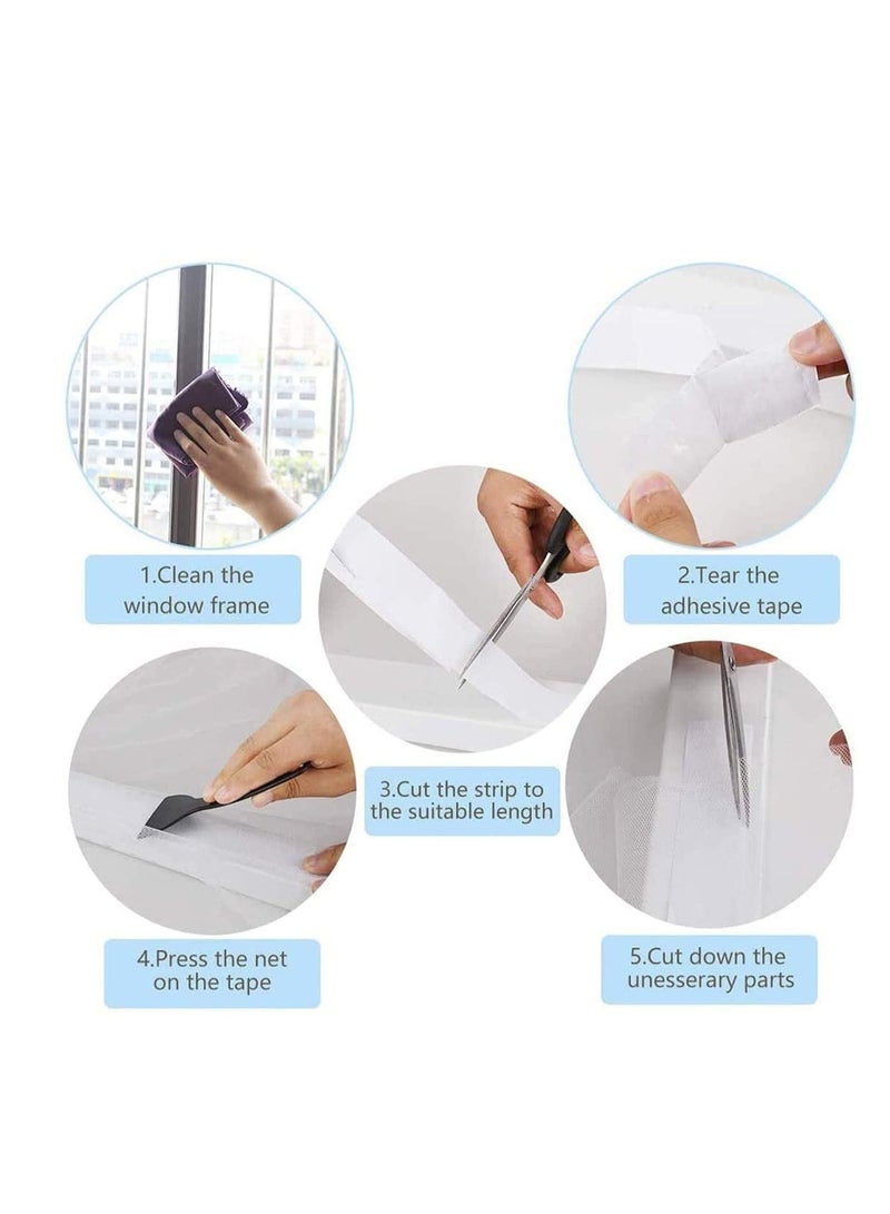 Adjustable Window Screen Anti Mosquito Net Protector Kit with Self Adhesive Tape 150X150Cm - Image 5