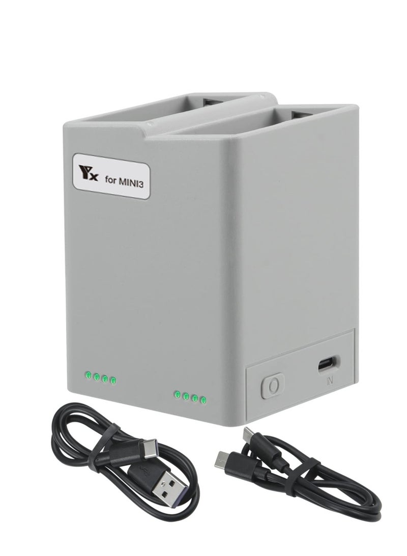 Excefore For Mini 3 Pro Drone Battery Charger, Two-Way Quick Charging Hub for Mini 3 Pro, Portable USB Charger, Compatible with DJI Mini 3 / Mini 3 Pro RC Quadcopter, Support PD, QC3.0 Fast Charging - Image 1