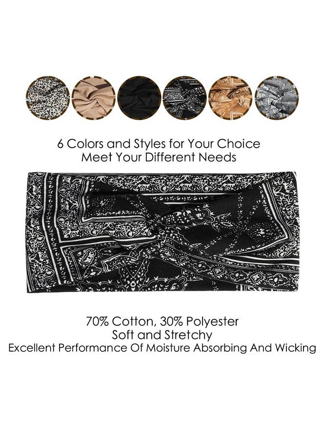 Artilady 6 Pack Boho Headbands for Women - Wide Bandana Headband Non Slip Stretchy Cheetah Paisley Print Turban Headwarp Twisted for Girls - Image 5