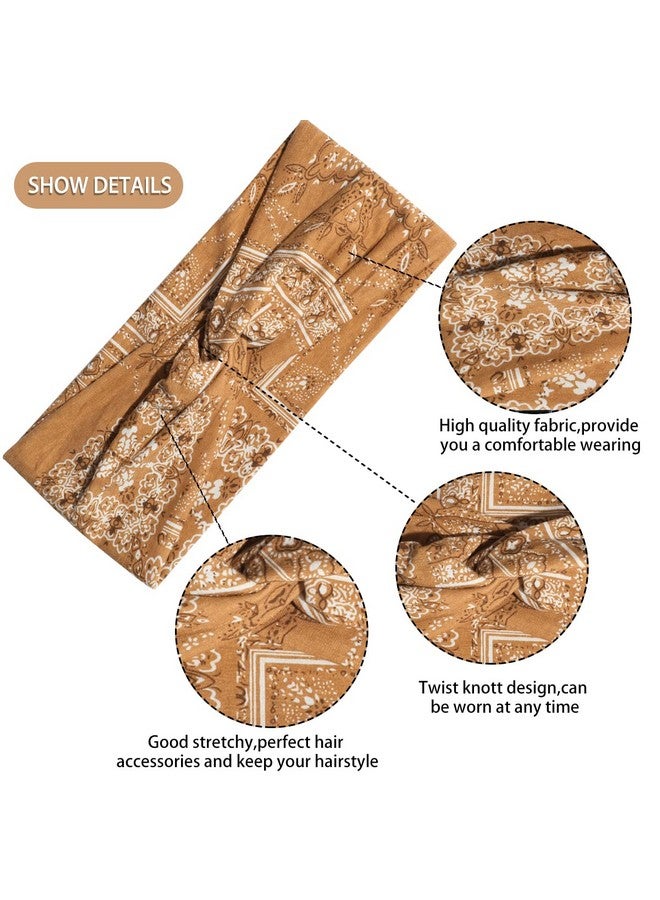 Artilady 6 Pack Boho Headbands for Women - Wide Bandana Headband Non Slip Stretchy Cheetah Paisley Print Turban Headwarp Twisted for Girls - Image 2