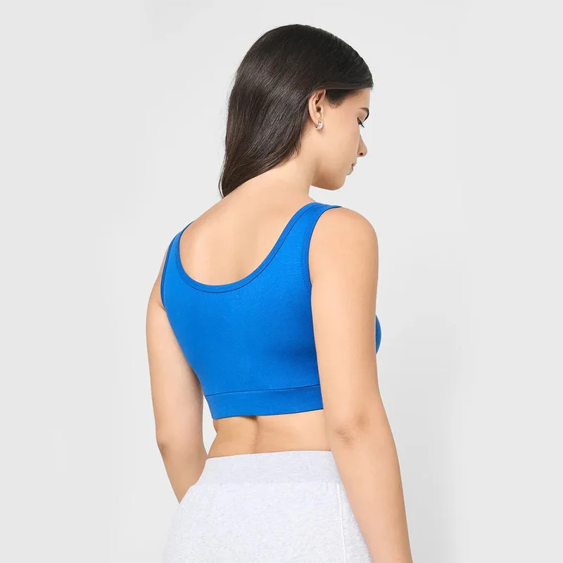 Reebok Vector Blue Reebok Luna Scoop Neck Small Logo Women's Bra Top - Vector Blue for Women | Best Price UAE