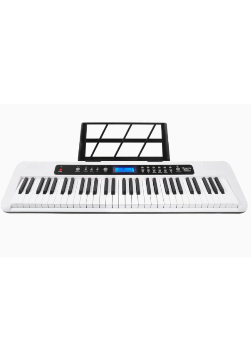 AIERSI A828 Touch Response 61 Keys Beginner Keyboard Built In Lesson Functional Electronic Keyboard Model: A828 White  - Image 1