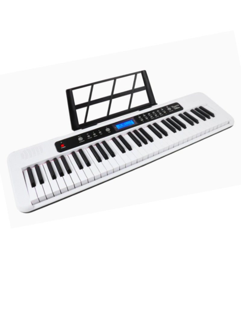 AIERSI A828 Touch Response 61 Keys Beginner Keyboard Built In Lesson Functional Electronic Keyboard Model: A828 White  - Image 2