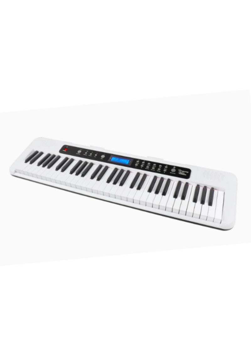 AIERSI A828 Touch Response 61 Keys Beginner Keyboard Built In Lesson Functional Electronic Keyboard Model: A828 White  - Image 3