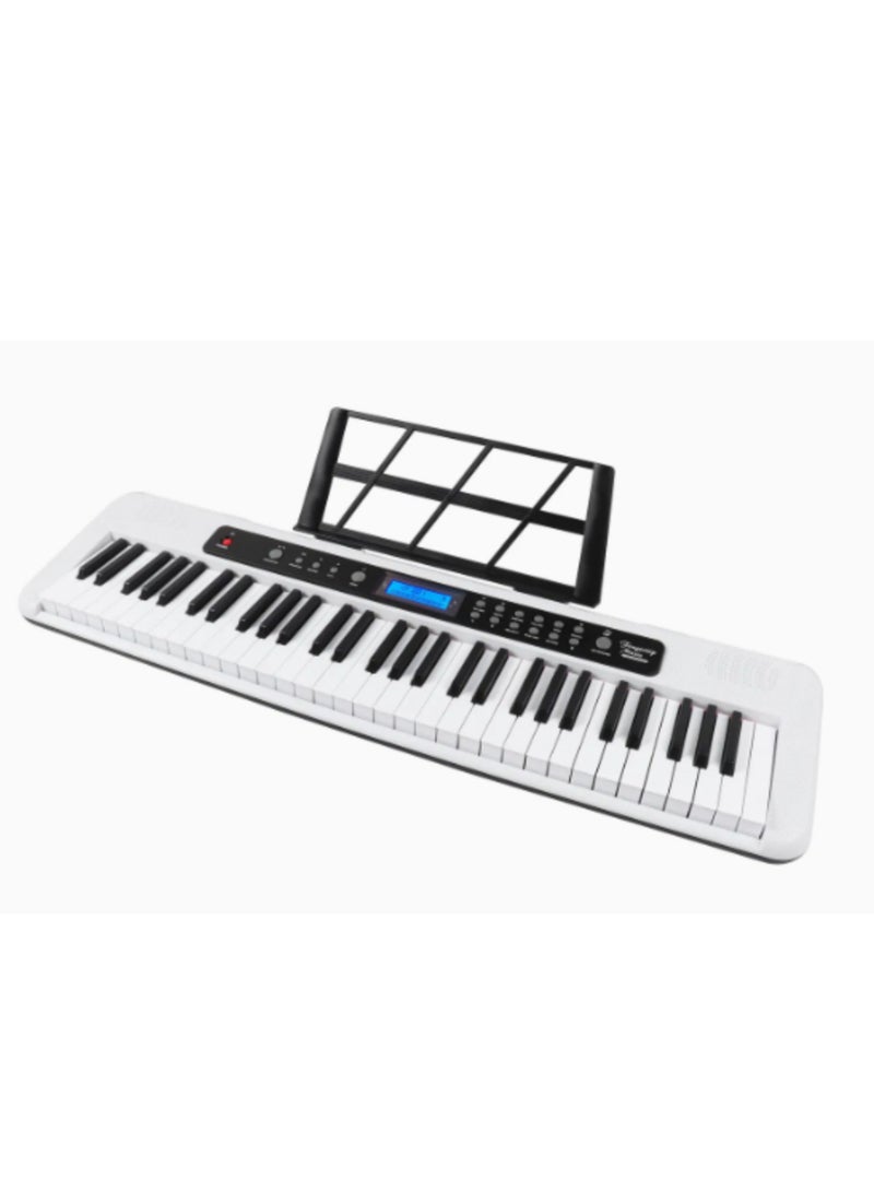 AIERSI A828 Touch Response 61 Keys Beginner Keyboard Built In Lesson Functional Electronic Keyboard Model: A828 White  - Image 5