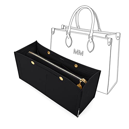 LEXSION Felt Purse Organizer Insert,Handbag Organizer with Detachalbe Zipper Pocket for ONTHEGO GM,3 Size 8034 Black Large - Image 1