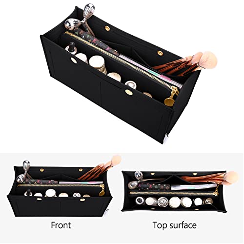 LEXSION Felt Purse Organizer Insert,Handbag Organizer with Detachalbe Zipper Pocket for ONTHEGO GM,3 Size 8034 Black Large - Image 5