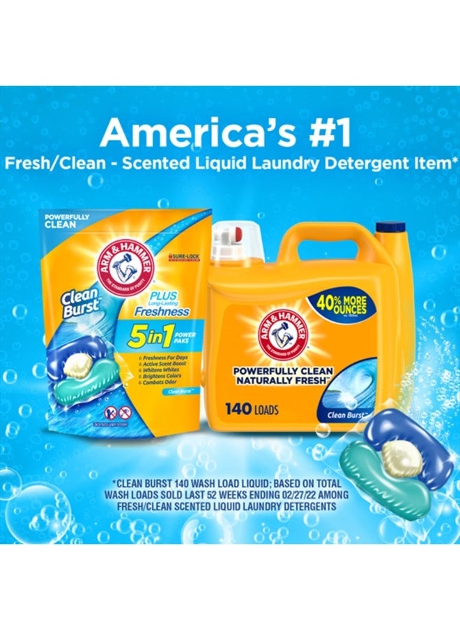 Arm & Hammer - Clean Burst 5-in-1 Laundry Detergent Power Paks, High Efficieny (HE), 42 Count - Image 1