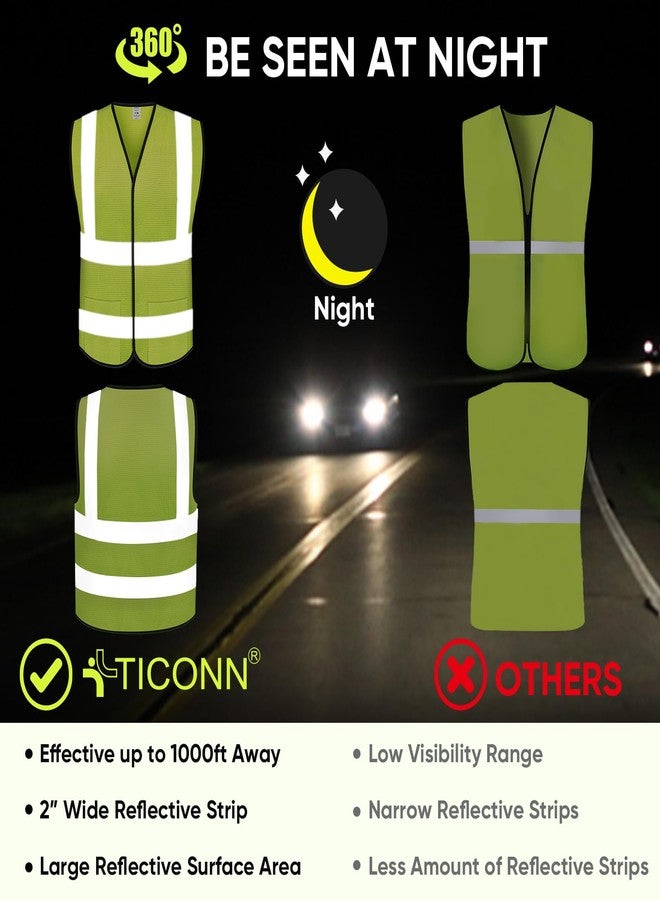 TICONN Reflective Safety Vest, High Visibility Vest with Reflective Strips for Men Women, Meets ANSI II (Yellow/M, 2PK) - Image 3