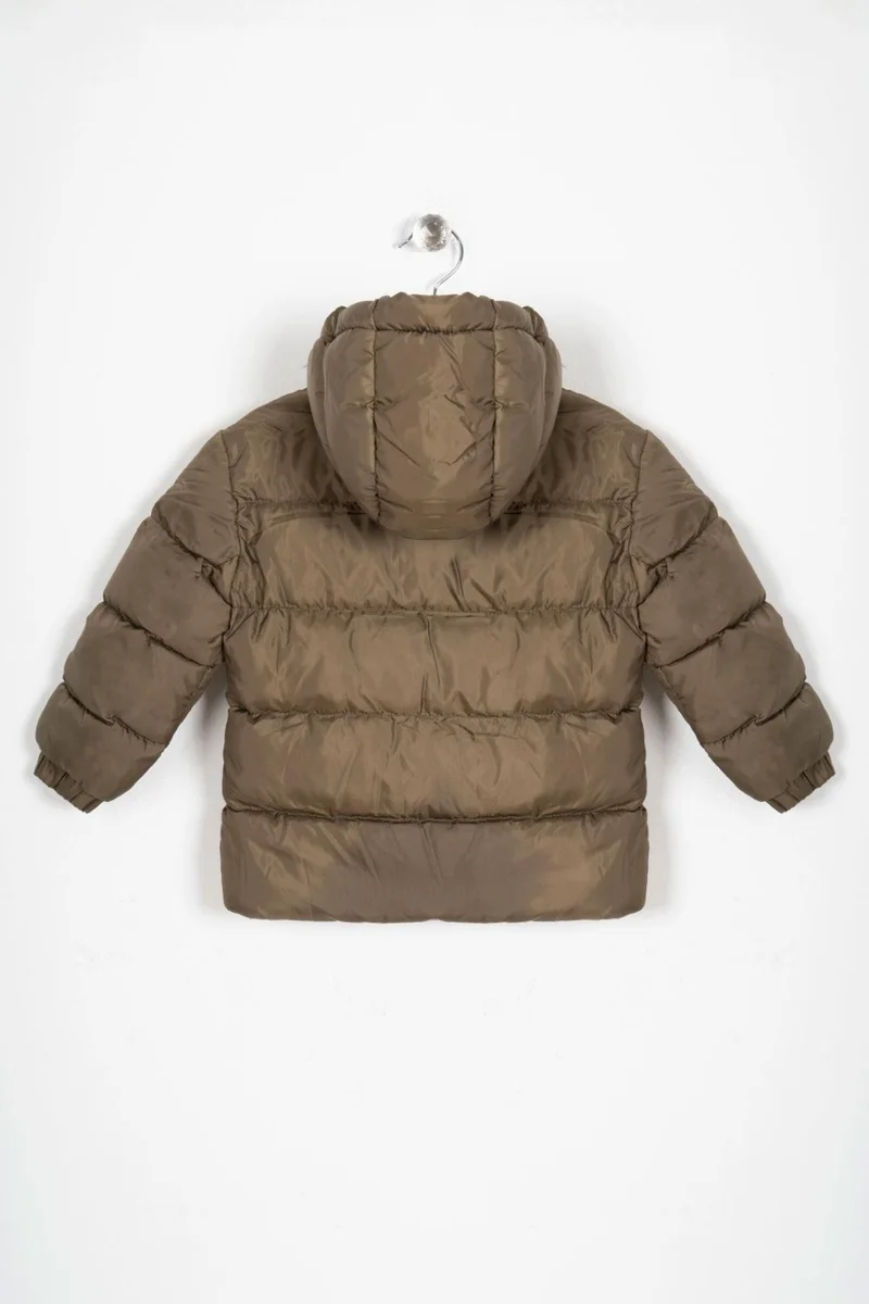 Zepkids Hooded Long Sleeve Buttoned Zippered Hooded Long Sleeve Khaki Color Boy's Coat